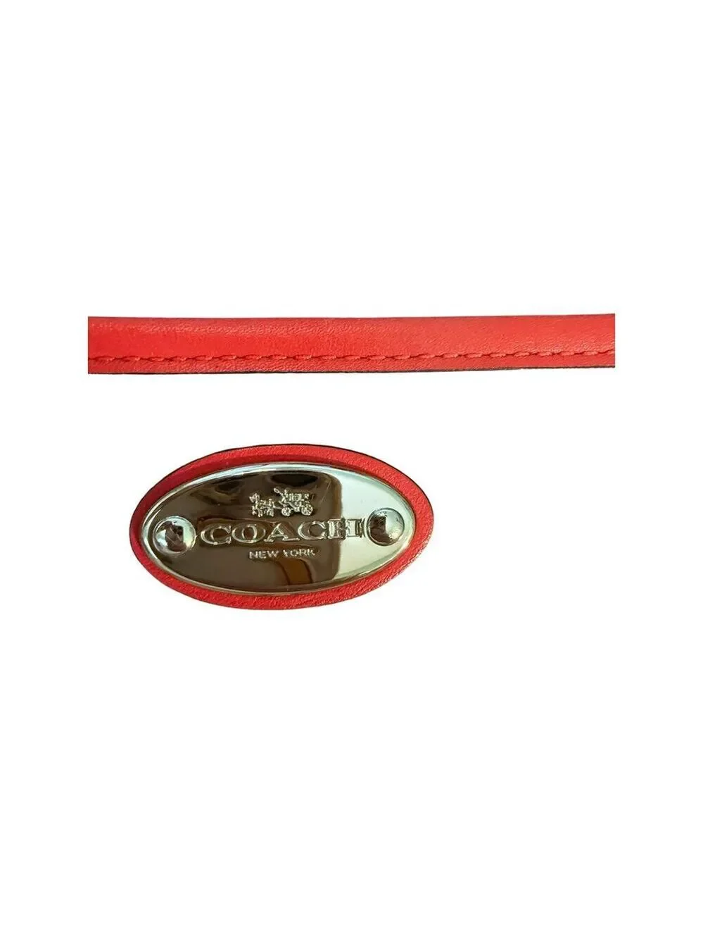 COACH Tan w/Red Trim Crossbody Zipper Closure Red Buckle Strap Purse